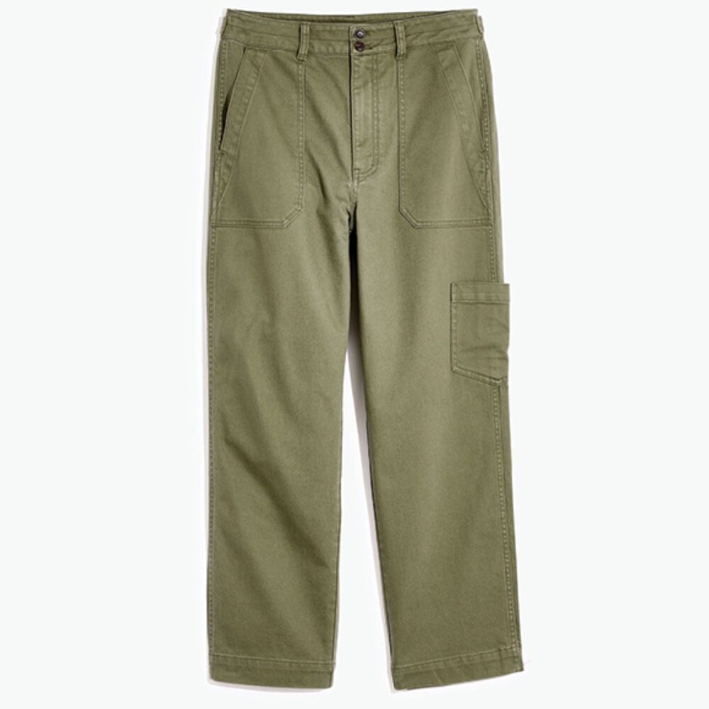 Madewell Green Cargo Lightweight Straight Leg Pants